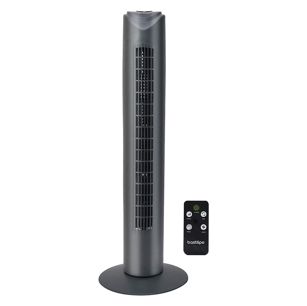 BASTILIPO, SAGRES, ventilador de torre, mando a distancia, color gris antracita, altura 82 cm, temp., 50W