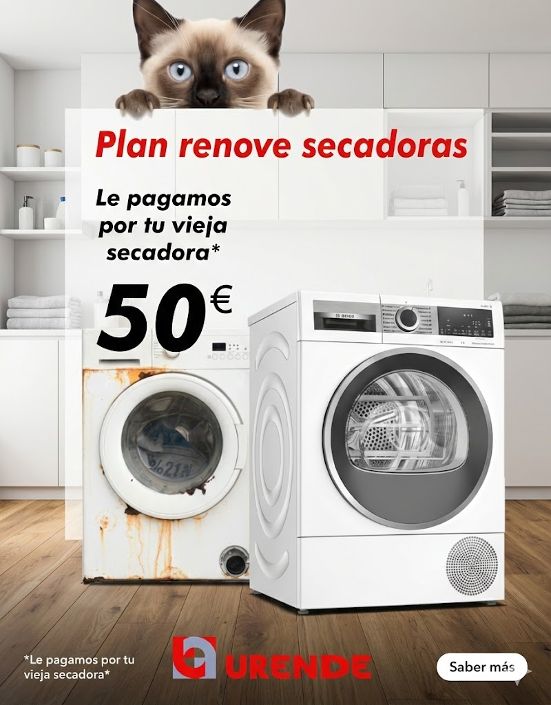 Plan renove de secadoras, te damos 50€ por antigua lavadora
