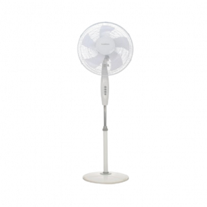 Ventilador de pie color blanco, 50 W, 3 Velocidades, pie redondo, silencioso, modelo Tenerife