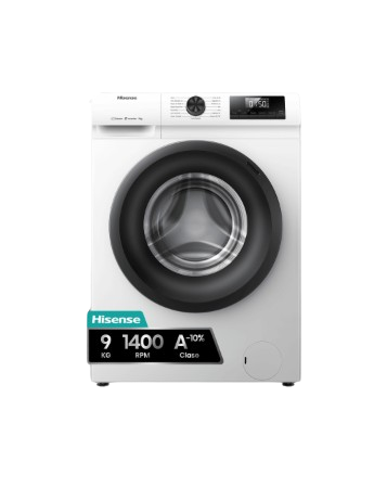 Lavadora Hisense WF1Q9041BW - 9kg, 1400 RPM, Motor Inverter, Vapor Steam, Clase A - Blanco