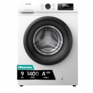 Lavadora Hisense WF1Q9041BW - 9kg, 1400 RPM, Motor Inverter, Función Vapor, Clase A - Blanco