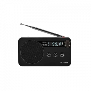 Radio Digital Portátil AIWA RS-77PLL/BK - FM-PLL con RDS, Reproductor USB/Micro-SD, Batería Recargable y Función Alarma