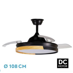 Ventilador de techo Retractil Abrila Emperador Negro/haya 3aspas 108d