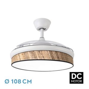 Ventilador Dc Moda Blanco/cañizo Oscuro 108d 3aspas