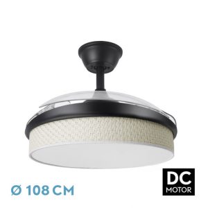 Ventilador Dc Moda Negro/cañizo Blanco 108d 3aspas