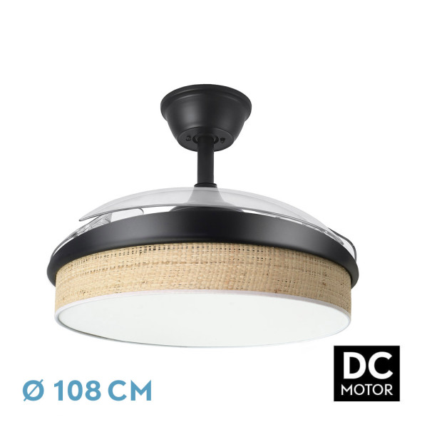 Ventilador Dc Moda Negro/cañizo Claro 108d 3apas