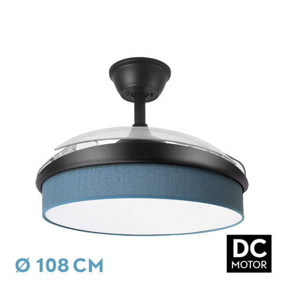 Ventilador Dc Moda 72w Negro/azul 108d 3aspas