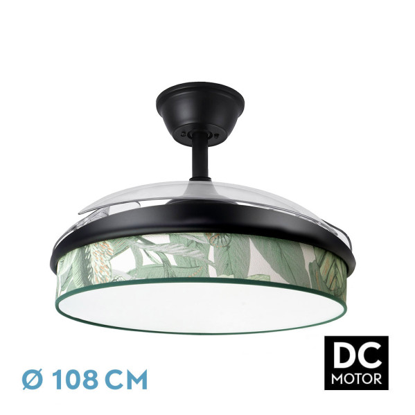 Ventilador Dc Moda Negro/hoja Verde 108d 3aspas