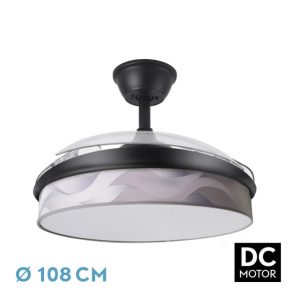 Ventilador Dc Moda Negro/ola Gris 108d 3aspas