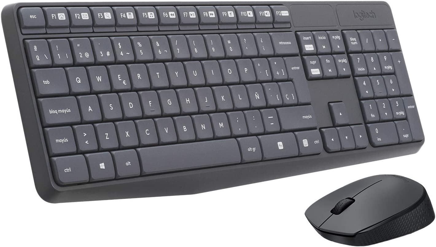 Teclado + Ratón Inalámbrico Logitech MK235 - USB 100 Teclas Óptico Gris