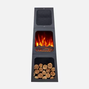 Termoventilador Cerámico CORNELIUS 1800W Negro Piramidal Efecto Llama LED