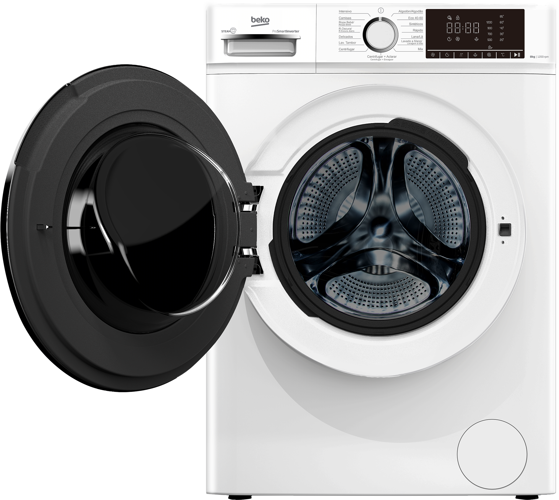 LAVADORA BEKO B1XW862WSPT 8/KG 1200/RPM, Clase A, Display, Blanco