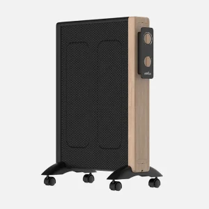 Radiador de Mica BADIN 1500W Negro/Madera con Ruedas Antivuelco