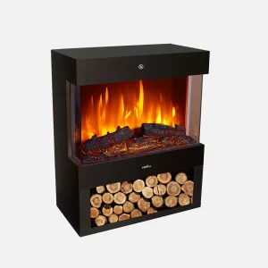 Termoventilador Cerámico COLUMBIA 1800W Negro Efecto Chimenea Cristal Templado