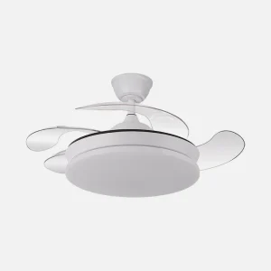 Ventilador DC con Luz TRIDENTE MINI 91cm Blanco Aspas Desplegables