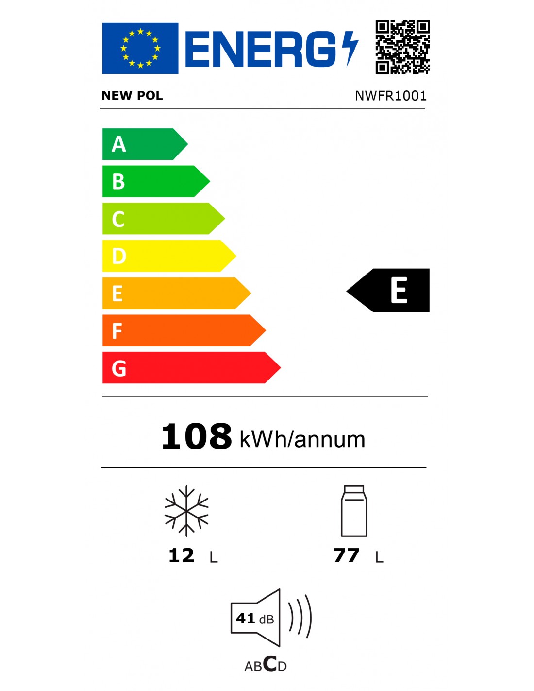 Frigorífico table top NWFR1001energia